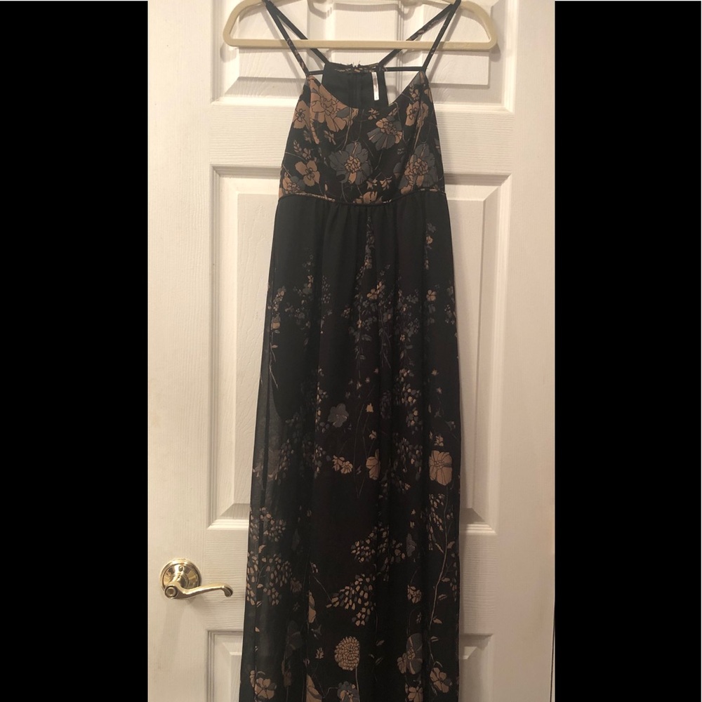 Free people black floral jumpsuit